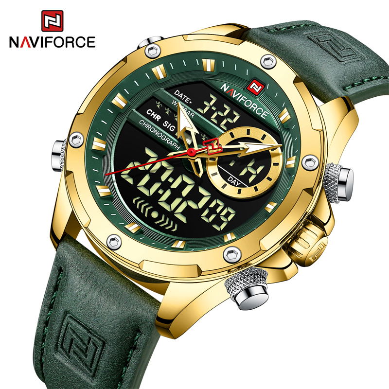 Field Watch Military - Naviforce-Reloj de pulsera de cuero para